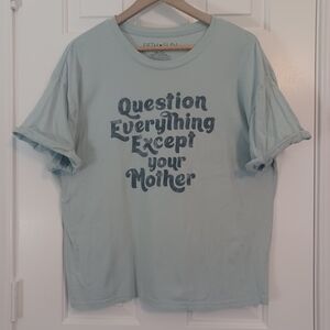 Fifth Sun Blue Rolled Sleeve Mom Tee Sz XL